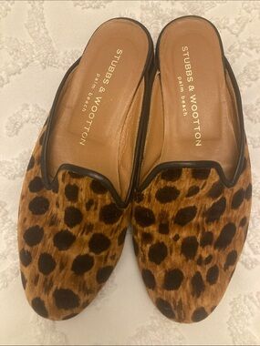 STUBBS & WOOTEN Rare Animal Print Mules Slides , Size 6